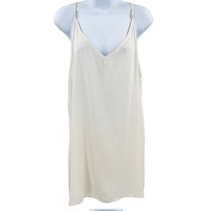 Free People V-Neck Sheer Sleeveless Mini Slip Dress White Large